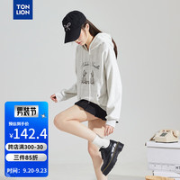 唐狮 TONLION卫衣女2024秋季女连帽针织小熊卡通烫钻长袖卫衣TB 雾灰 M