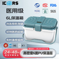 ICERS 艾森斯6L医用保温箱户外露营冷藏箱车载冰箱带温度显示配6冰 6L无菌款带温度显示(6面PU