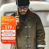 马登工装 美式复古中长款员风衣外搭过膝反光条大衣男外套 军绿色 L