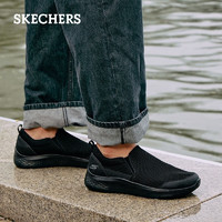 SKECHERS 斯凯奇 男鞋休闲鞋新款 软底一脚蹬健步鞋舒适懒人鞋 894181 全黑色/BBK