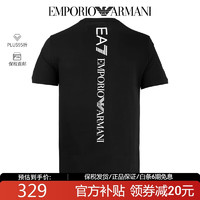 EMPORIO ARMANI 安普里奥·阿玛尼EA7男士短袖T恤 春夏款百搭休闲上衣 8NPT18PJ02Z 黑色白标 L