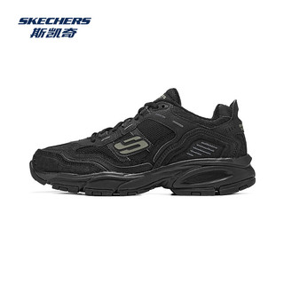 斯凯奇（Skechers）2024秋季男鞋复古老爹鞋厚底增高加绒休闲鞋 全黑色/BBK 43