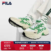 FILA 斐乐 蕨草鞋FERN女鞋运动鞋户外老爹鞋厚底休闲鞋 斐乐白/鲜绿色-WK 35.5