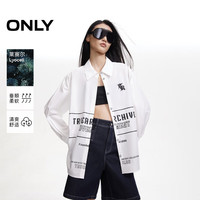 ONLY2024秋季潮流休闲立体刺绣字母印花宽松衬衫女|124305041 S12 亮奶油白色 165/84A/M