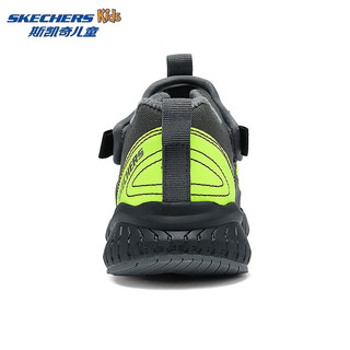 Skechers斯凯奇儿童秋冬休闲棉鞋男童轻便厚底耐磨高帮保暖加绒靴403625L 炭灰色/柠檬色/CCLM 40码