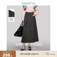茵曼（INMAN）【旷野美拉德】气质通勤高腰压褶半身裙2024秋女装显瘦A字裙 贵族灰 XL