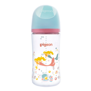 Pigeon 贝亲 宽口径玻璃奶瓶 240ml 6-9月 L号奶嘴-人鱼公主