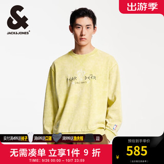 杰克·琼斯（JACK&JONES）冬季NBA联名雄鹿队衣身做旧洗水潮流百搭圆领卫衣男224433007 明亮黄D06 常规 明亮黄D06 185/104A/XL