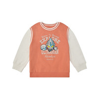 千趣会 SENSHUKAI童装男童女童卫衣春秋奥特曼衣服叠穿风棉质儿童套头卫衣 橘粉色&白色 120cm