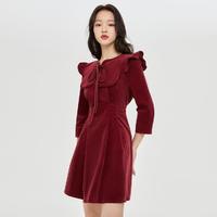 VERO MODA 秋冬灯芯绒热销复古淑女专柜同款收腰显瘦连衣裙