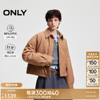 ONLY2024冬季90白鸭绒美拉德系翻领短款羽绒服女|124423029 G09 花棕色 165/84A/M