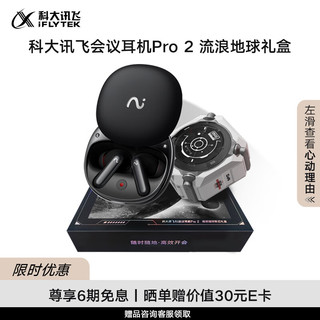 iFLYTEK 科大讯飞 录音降噪会议耳机Pro2夜影黑 一键闪录 AI会议助理 同传翻 主动降噪