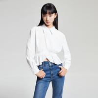 VERO MODA 荷叶边直筒长袖翻领气质通勤衬衫