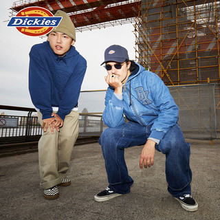 Dickies24秋冬轻丹宁面料仿羊羔绒内里连帽夹克外套 男女 中间蓝 XXL