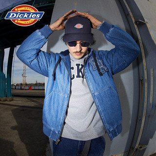 Dickies24秋冬轻丹宁面料仿羊羔绒内里连帽夹克外套 男女 中间蓝 XXL