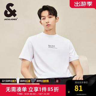 杰克琼斯 杰克·琼斯（JACK&JONES）男装夏季新款T恤男224101026 本白色-1 165/88A/XS