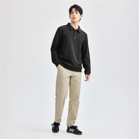 GIORDANO 佐丹奴 Polo男装华夫格刺绣门筒针织长袖POLO 01014786