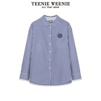 TEENIE WEENIE TeenieWeenie小熊2024新款秋季学院风时尚条纹长袖衬衫宽松上衣女