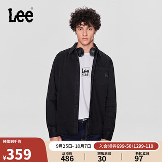 Lee24新品标准版刺绣Logo男翻领牛仔衬衫休闲潮