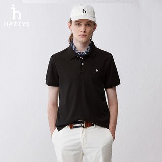 HAZZYS 哈吉斯 男士休闲短袖POLO衫夏季新款纯棉上衣抗菌纯色T恤潮