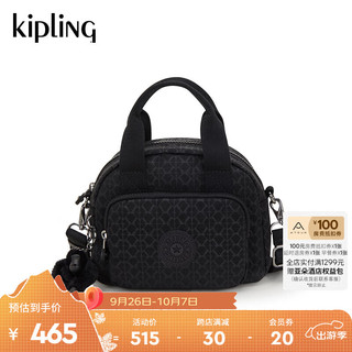 kipling 凯普林 男女款2024年秋冬可爱小包斜挎包手提包单肩包|DEFEA MINI 黑底字母印花