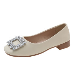 fourdatry女士单鞋水钻方扣平底婚鞋