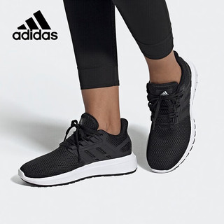 移动端、京东百亿补贴：adidas 阿迪达斯 女鞋跑步鞋轻便减震休闲网面透气运动鞋 39码uk6码 黑/白