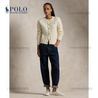 Polo Ralph Lauren拉夫劳伦女装 24早秋绞花结针织开襟衫RL25803 100-纯奶油色 XS