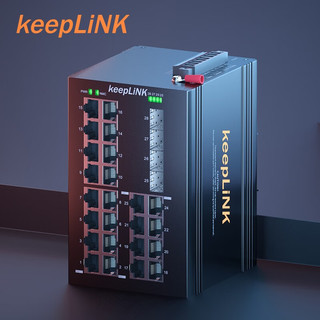 keepLINK 友联 KP-9000-75-4GX24TX 环网管理型4光24电 工业以太网交换机导轨式安装