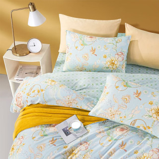 今日必买：富安娜 超级18 真五折 四件套纯棉被套床单枕套全棉 大印花套件