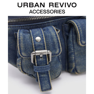 URBAN REVIVO2024秋季女士机能风多口袋斜挎包UAYB40010 中灰蓝