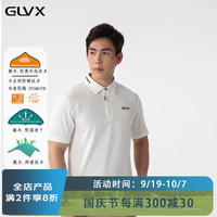 GLVX 高尔夫服装男装短袖polo衫夏季防晒抑菌防异味吸湿速干弹力T恤 白色 L
