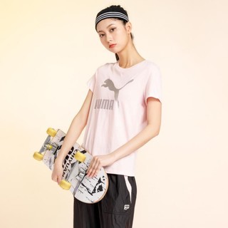 PUMA 彪马 经典大LOGO女子纯棉透气吸汗圆领短袖运动T恤 Classics