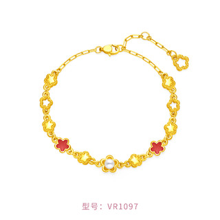 CHOW TAI FOOK 周大福 SOINLOVE蜜粉金十里红妆系列 黄金手链 15cm VR1097