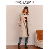 TEENIE WEENIE TeenieWeenie小熊奥莱秋冬通勤气质绵羊毛毛呢大衣棕色中长款外套