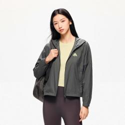 anta安踏薄款防泼水外套upf50防晒衣女梭织运动连帽旅游户外上衣女