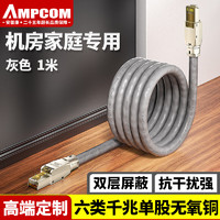 AMPCOM 安普康 六类网线单屏蔽 CAT6类网络跳线成品1米定制 纯铜FTP免压水晶头千兆机房家用电脑连接线 AC6201B