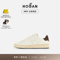 HOGAN 男鞋2024H672时尚休闲鞋复古小白鞋脏脏鞋 白/棕 43