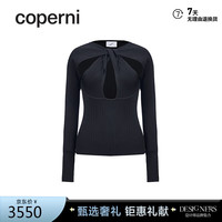 Coperni 旋褶细节镂空罗纹针织女士上衣黑色COPML38600L