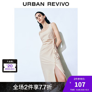 URBAN REVIVO UR 夏季法式设计感褶皱无袖方领连衣裙 UWG740145