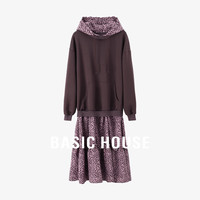 百家好（Basic House）撞色休闲假两件小众设计感早秋新款长袖连衣裙B0624E5N292