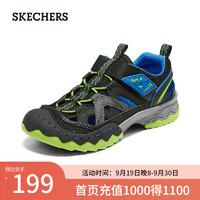 斯凯奇（Skechers）童鞋男时尚渔夫鞋潮流包头407031L 黑色/蓝色/柠檬色/BBLM 27.5码