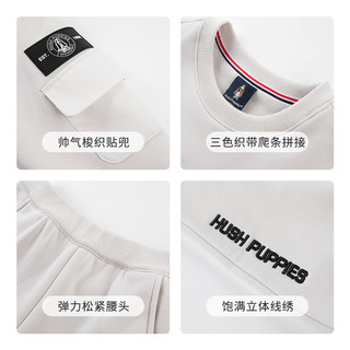 暇步士（Hush Puppies）【一体绒】童装儿童男女大童24冬季舒适百搭休闲长袖长裤套装 钻石黑 110cm