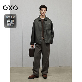 GXG男装 做旧水洗pu皮夹克外套男时尚通勤夹克复古外套 24冬新品