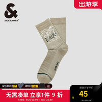 杰克·琼斯（JACK&JONES）秋季NBA联名款运动休闲舒适百搭字母印花袜子高筒男22431Q003 卡其色E11 M
