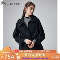 帕罗（PALUOPO）2024秋季连帽风衣外套女时尚百搭休闲工装城市轻户外短款外衣 黑色 L(165/88A)