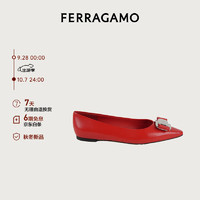 Salvatore Ferragamo 菲拉格慕 女士红色新版Vara铭牌芭蕾舞平底鞋 0775191_1D _ 70/37.5码