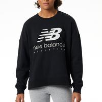 限尺码：new balance NB奥莱正品男款Logo百搭休闲时尚宽松黑色圆领运动针织卫衣