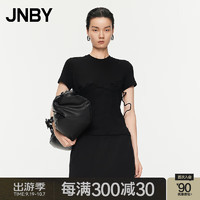 JNBY24秋T恤圆领短袖套头H型5O7112840 001/本黑 L