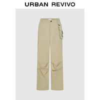 URBAN REVIVO UR2024秋季女装机能工装风贴袋降落伞裤阔腿裤UYV640021 卡其 XS